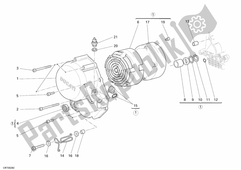All parts for the Clutch Cover of the Ducati Sportclassic Sport 1000 USA 2007